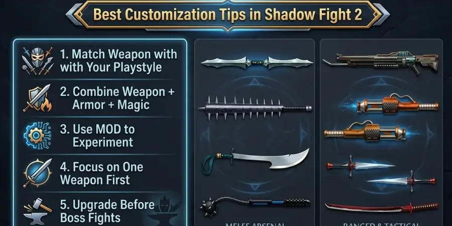Weapon Customization in Shadow Fight 2 MOD APK