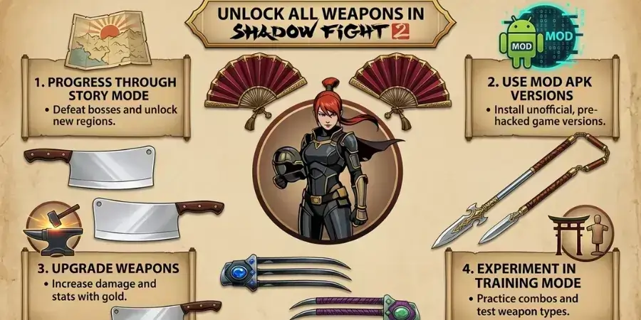 Unlock All Weapons in Shadow Fight2 Mod Apk