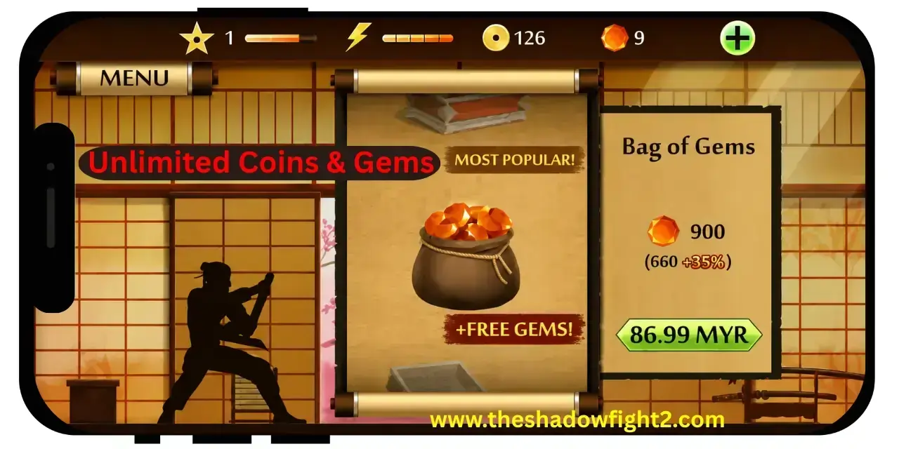 Shadow Fight 2 MOD APK V2.46.0 (2026) Unlimited Money & Max Level Gems 14 Shadow Fight 2 MOD APK unlimited coins and gems