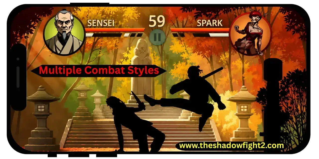 Shadow Fight 2 MOD APK V2.46.0 (2026) Unlimited Money & Max Level Gems 15 Shadow Fight 2 Mod APK Multiple Combat Styles and Weapons